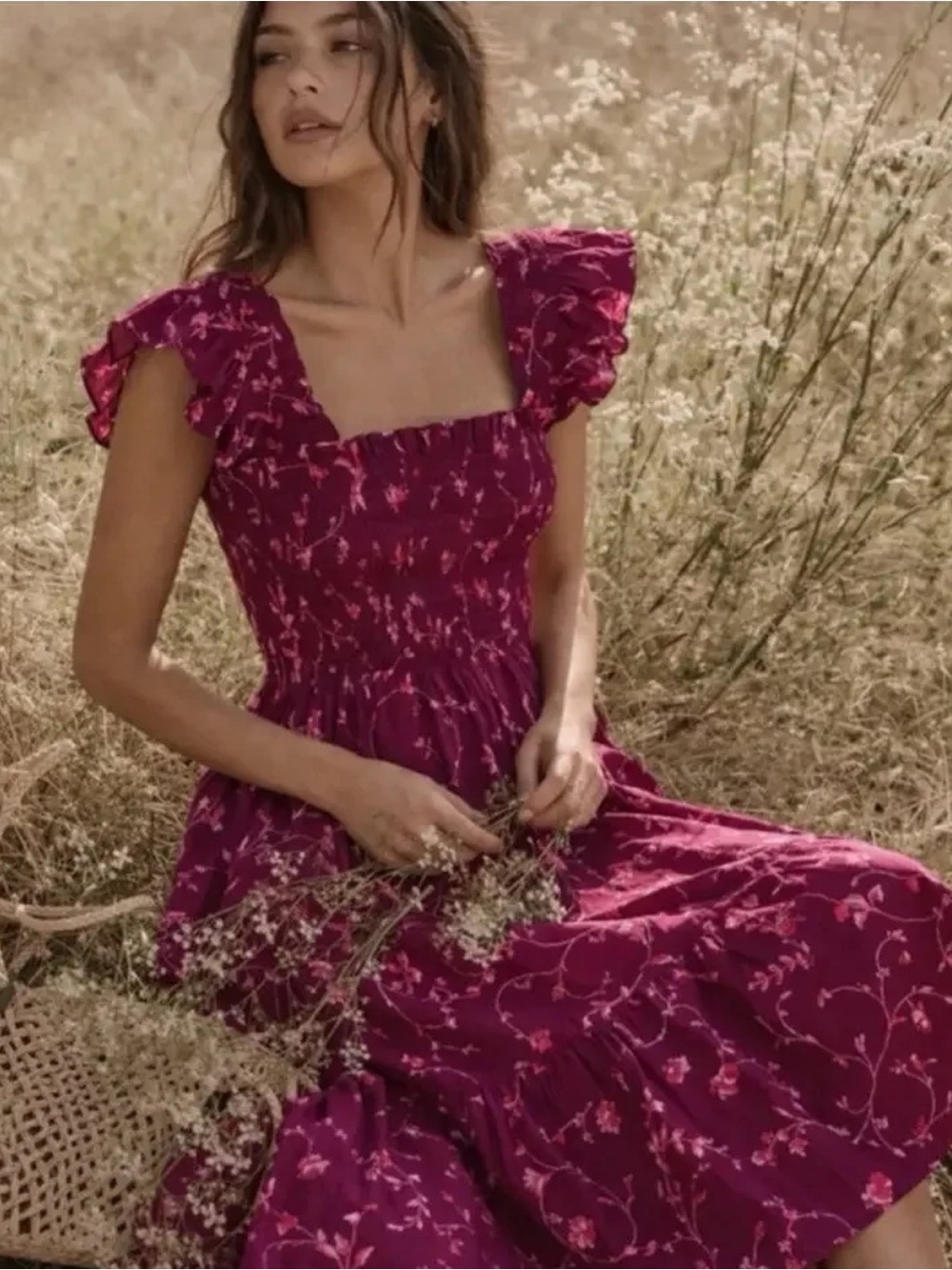 Hill House - Ellie Nap Dress - Burgundy Botanical